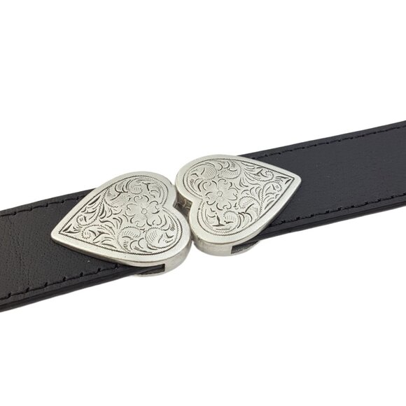 Genuine Leather Belt with Heart Buckle and matching conchos main image 2